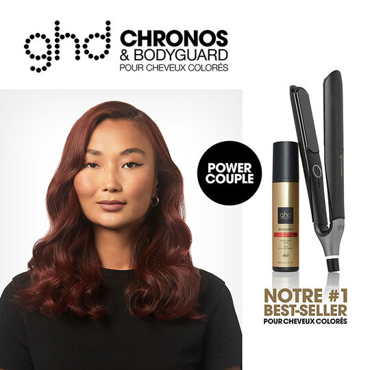 Duo lisseur Chronos et Bodyguard cheveux colorés