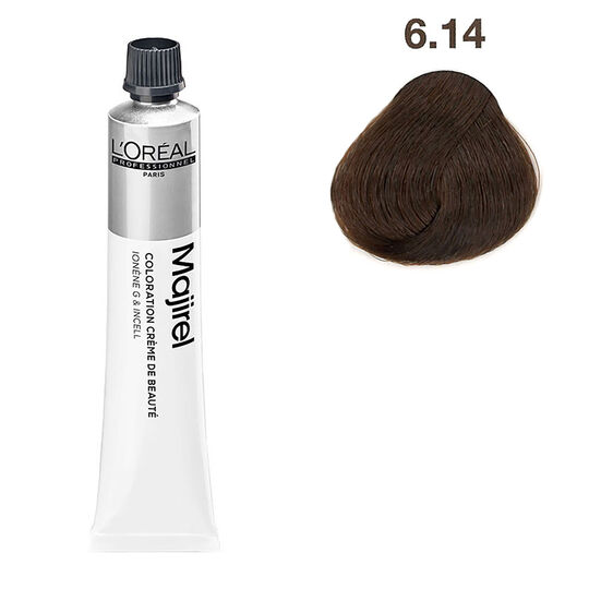 Coloration permanente Majirel 6.14 blond fonc&eacute; cendr&eacute; cuivr&eacute;