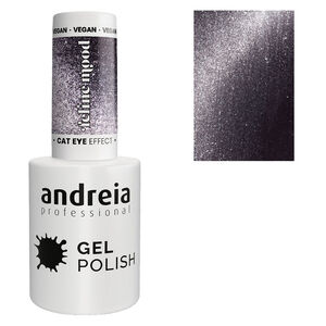 Gel Polish Cat Eye Effect violet gris&eacute; avec des reflets argent&eacute;s