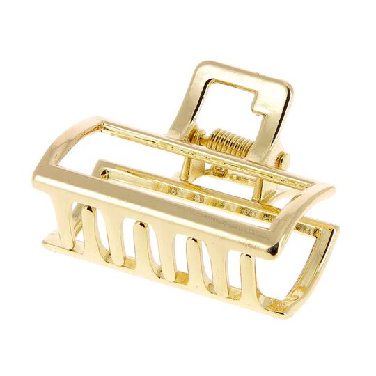 Petite pince croco métallique rectangle dorée