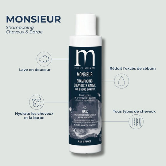 Shampooing cheveux et barbe Monsieur
