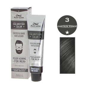 Coloration pour homme cheveux & barbe 3 châtain foncé,  Coloration pour homme cheveux & barbe 3 châtain foncé