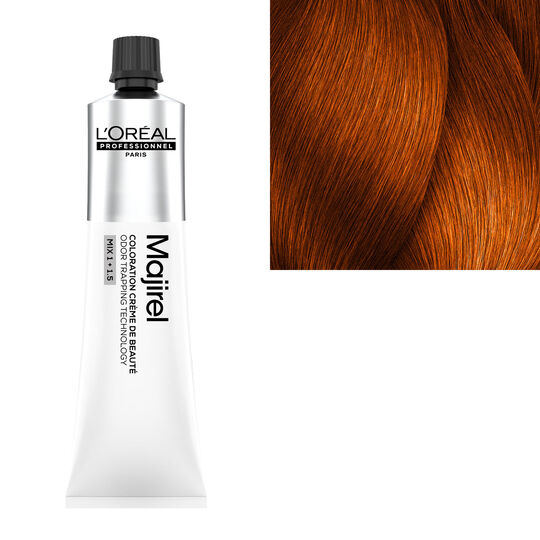 Coloration cr&egrave;me de beaut&eacute; Majirel 6.45 blond fonc&eacute; cuivr&eacute; acajou