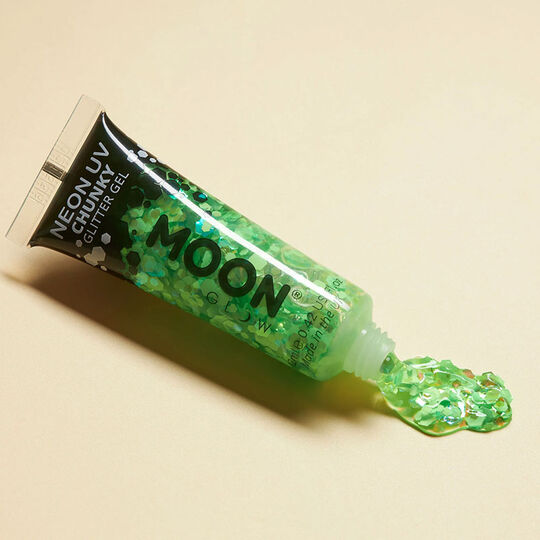 Gel néon à grosses paillettes Moon Glow vert,  Gel néon à grosses paillettes Moon Glow vert