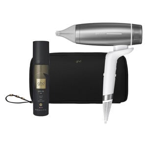 S&egrave;che cheveux Speed avec trousse et spray volume blanc