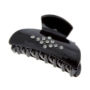 Pince croco noir à strass,  Pince croco noir à strass