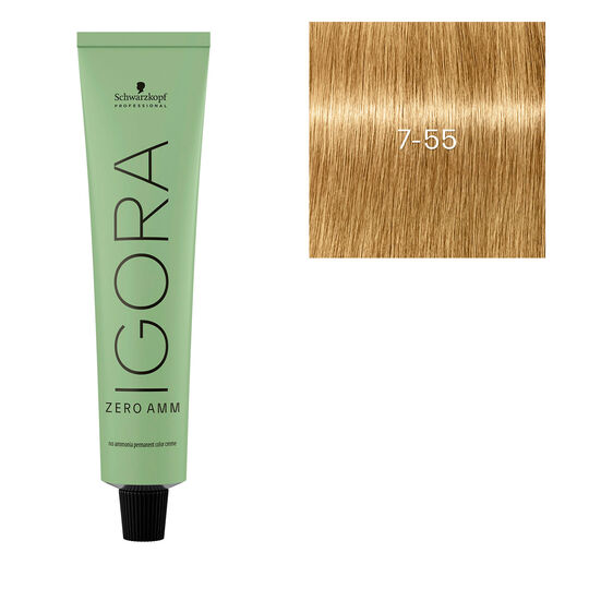 Coloration Igora Zero Amm 7-55 blond dor&eacute; extra