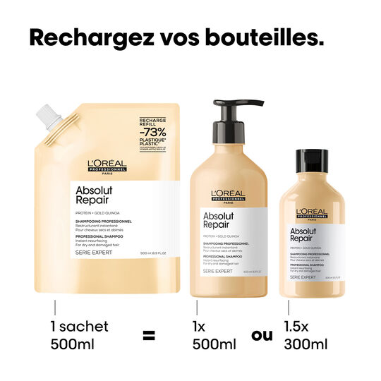 Shampooing restructurant instantané Absolut Repair recharge 500ml
