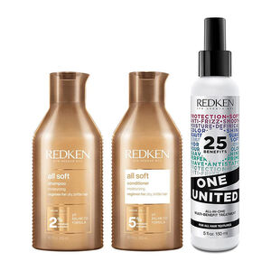 Trio hydratant Miracle cheveux secs et rêches All Soft One United,  Trio hydratant Miracle cheveux secs et rêches All Soft One United