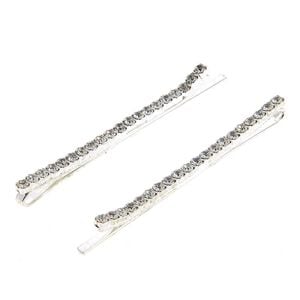 Barrettes argentées à strass 1 rangée,  Barrettes argentées à strass 1 rangée