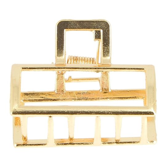 Petite pince croco m&eacute;tallique rectangle dor&eacute;e