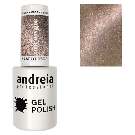 Vernis semi permanent Cat Eye Effect taupe avec reflets roses