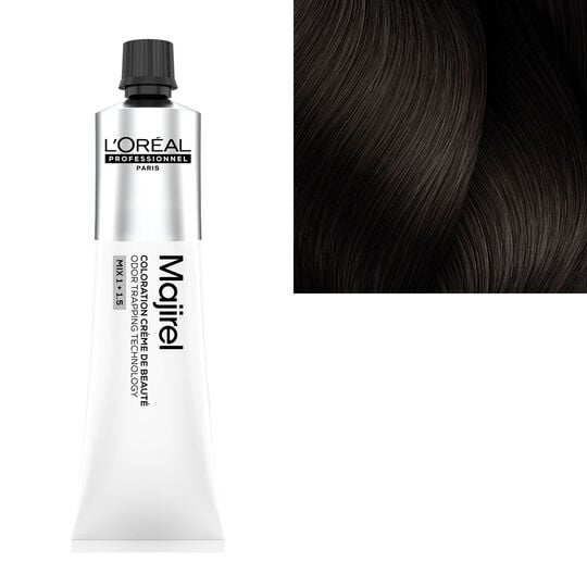 Coloration cr&egrave;me de beaut&eacute; Majirel 5.12 ch&acirc;tain clair cendr&eacute; iris&eacute;