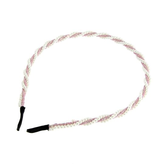 Serre-t&ecirc;te perles et cordon paillet&eacute; rose