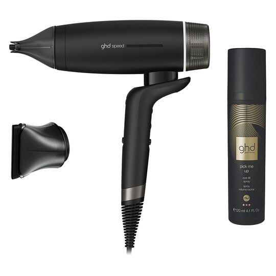 S&egrave;che-cheveux Speed + embout pr&eacute;cis + spray volume