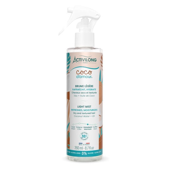 Brume l&eacute;g&egrave;re cheveux secs et textur&eacute;s Coco d'amour