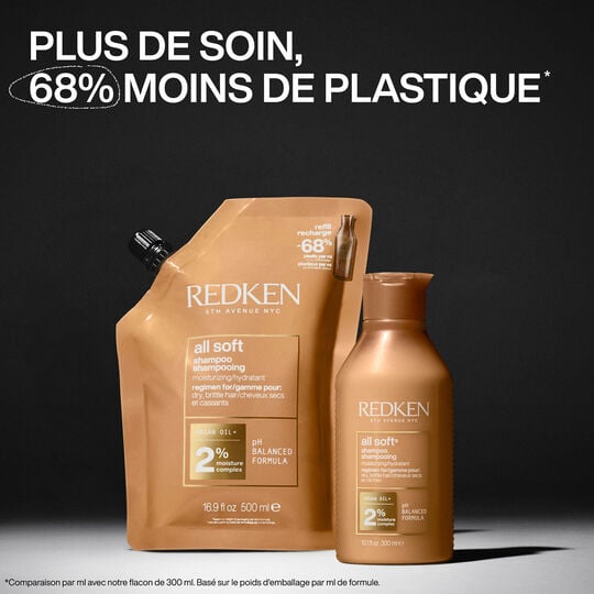 Shampooing hydratant pour cheveux secs et sensibilisés All Soft 300ml + recharge 500ml