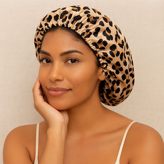 Charlotte en satin noir et léopard,  Charlotte en satin noir et léopard