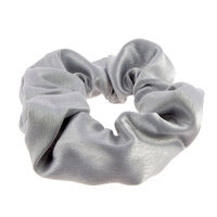 Chouchou en coton satiné gris métallisé,  Chouchou en coton satiné gris métallisé