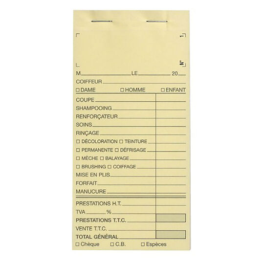 Carnet de caisse avec numéro