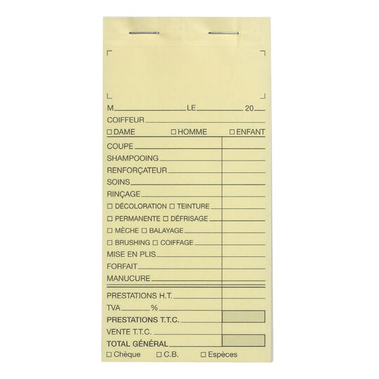 Carnet de caisse sans numéro