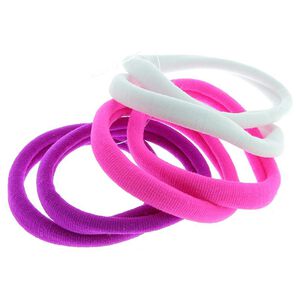 Lot de 6 &eacute;lastiques XXL en mousse blanc violet et rose