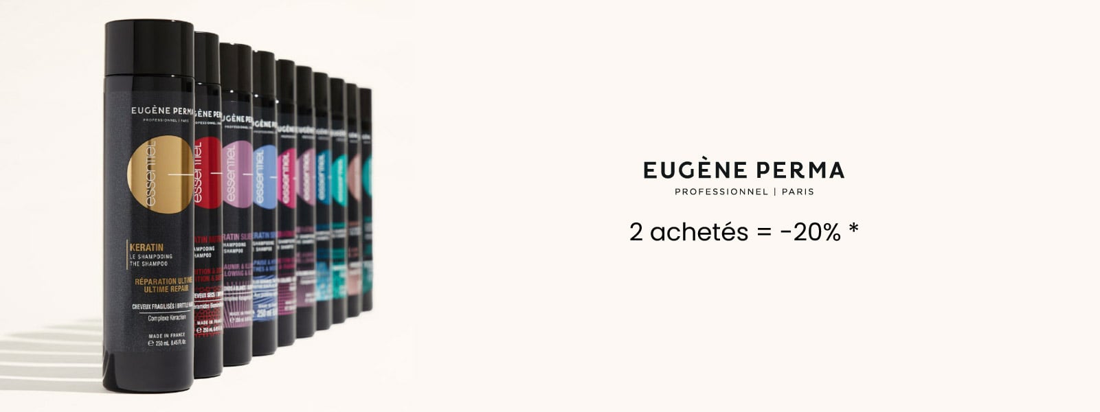 En octobre, pour 2 produits Essentiel de Eugène Perma achetés, profitez de -20%.