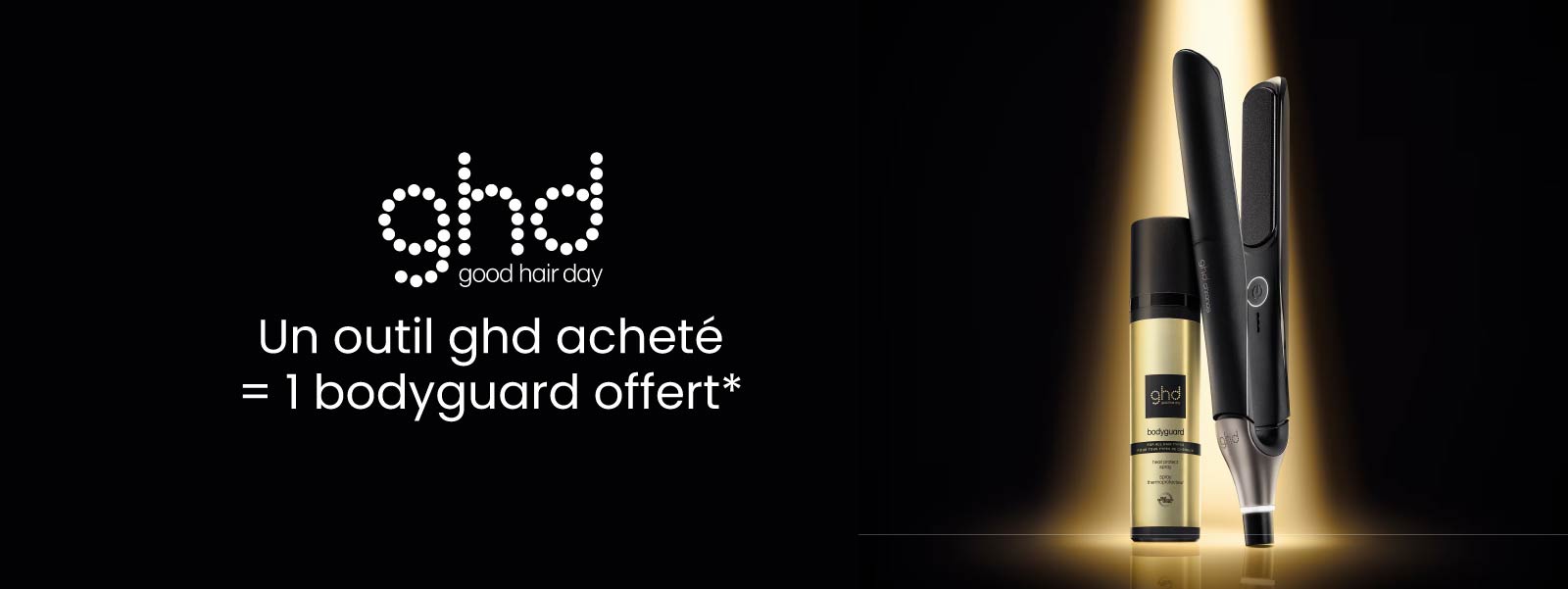En juillet, pour l'achat d'un outil ghd, un thermo protecteur Bodyguard est offert.