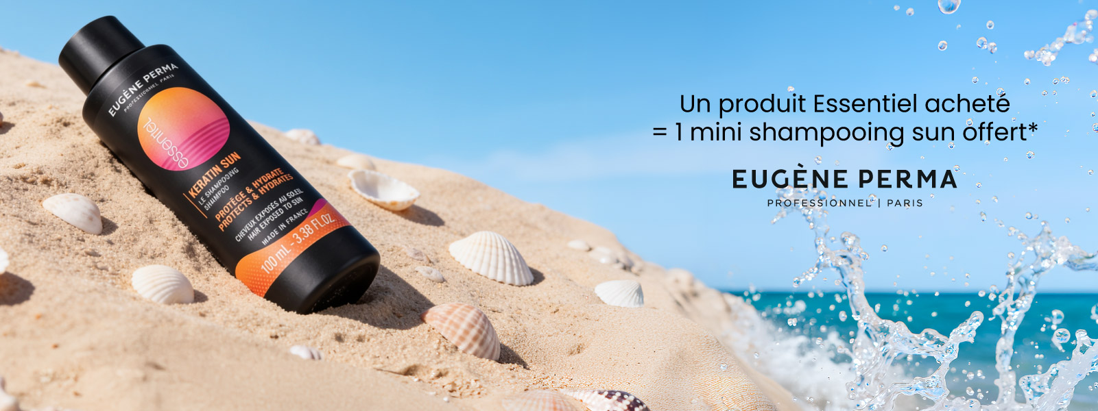 Un mini shampoing sun offert pour l'achat d'un produit de la gamme Essentiel de Eugène Perma !
