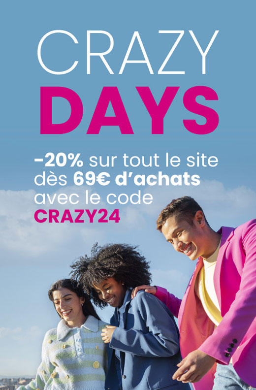 CRAZY DAYS, profitez avec le code CRAZY24 dès 69€ d'achats de 20% de remise sur tout le site*